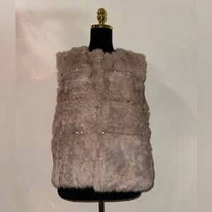 Elegant Genuine Fur Vest in Dusty Pink